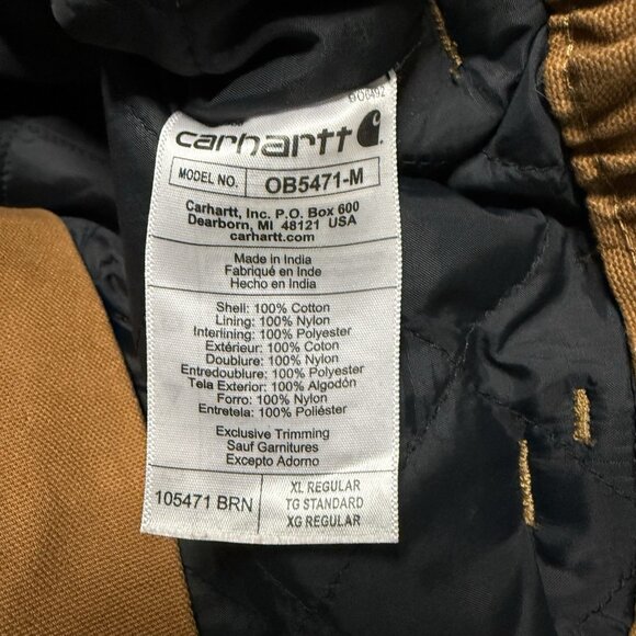 Carhartt Insulated Pants Mens XL Brown Washed Duck Loose Fit Workwear OB5471-M - Picture 5 of 7